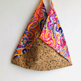 Origami bento bag , handmade ooak triangle bag , cork shoulder bag | serpientes & corcho - Jiakuma