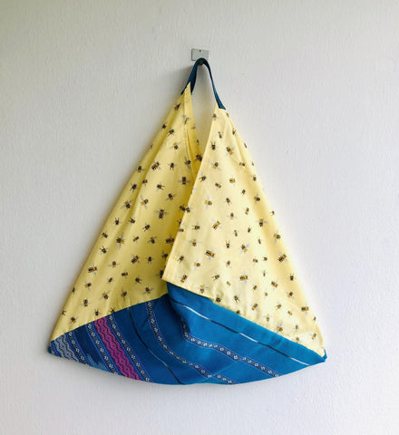 Shoulder bento bag , origami tote bag , eco friendly fabric shopping bag | Abejas en Yucatán - Jiakuma