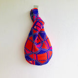 Cute and colorful wrist bag , reversible knot bag , Japanese inspired summer bag , reversible handmade small bag | Jalisco