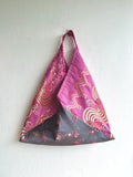 Origami bento bag , tote shoulder fabric bag , colorful eco friendly bag | Flamingos migrating to Myanmar