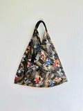 Origami bento bag , tote Japanese inspired bag , shoulder triangle fabric bag | Down the river