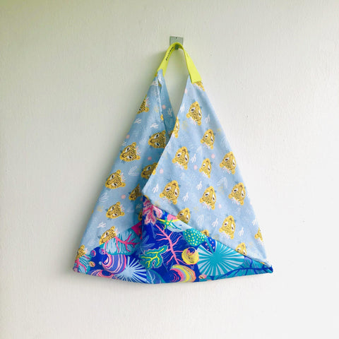Tote origami bag , shoulder bento bag , summer colorful fabric bag | Tigers & underwater world - Jiakuma