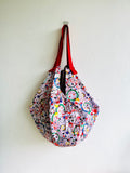 Origami sac Japanese inspired bag , shoulder eco friendly fabric bag , reversible colorful jspansse print bag | Barcelona