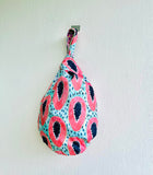 Small origami bag , knot fabric wrist bag , reversible Japanese inspired bag | la papaya