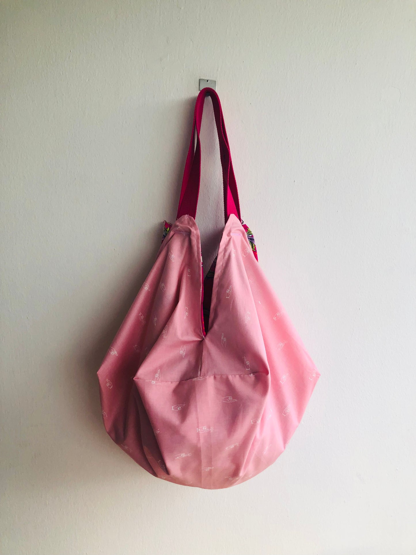 Bolso origami, bolso reversible de tela, bolso de inspiración japonesa | La reina de corazones preparándose para la hora del té