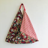 Shoulder origami bag , triangle tote bag , Japanese fabric bag | Kabuki & waves - Jiakuma