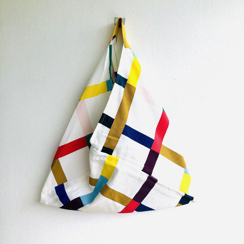 Origami shoulder bento bag , handmade fabric tote bag | Hommage  to Mondrian - Jiakuma