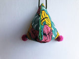 Origami small shoulder bag, dumpling cool fabric cross band bag , pom pom bag | Tropical lotus - Jiakuma