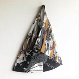 Origami Japanese fabric bag, bento tote bag , foldable triangle bag | Cranes & calligraphy - Jiakuma