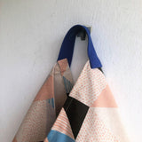 Shoulder eco friendly bag, bento origami Japanese fabric bag | Japanese geometries & Korean print - Jiakuma