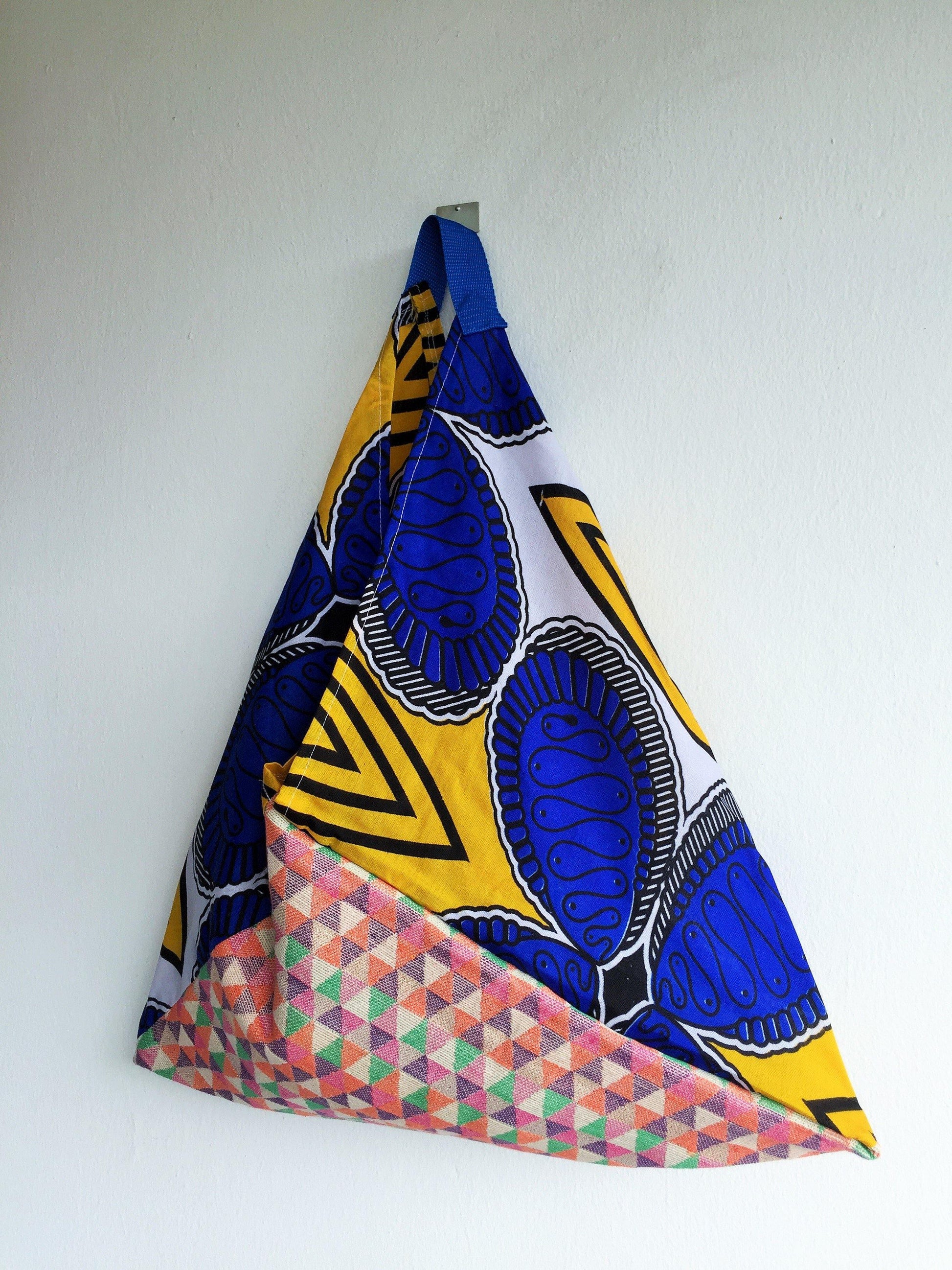 Colorful and original African shopping market bag | Blue & Yellow - jiakuma.myshopify.com