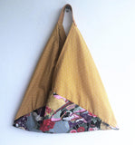 Origami shoulder bento bag, Japanese inspired beautiful golf fabric | Golden geisha - Jiakuma