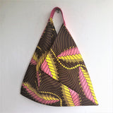 African fabric tote bag, origami bento bag, shoulder triangle bag | African forest - Jiakuma