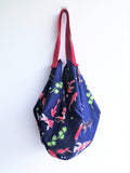 Origami sac bag, shoulder fabric handmade bag, gold fish summer tote bag | Gold fish swimming in the river - Jiakuma