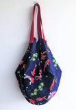 Origami sac bag, shoulder fabric handmade bag, gold fish summer tote bag | Gold fish swimming in the river - Jiakuma