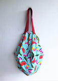 Summer origami shoulder bag, eco reversible ooak bag, colorful sac bag | Ghiacciolo - Jiakuma