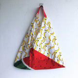 Origami bento bag, summer tote bag, triangle eco shoulder bag | Platanos & Sandias - Jiakuma