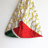 Origami bento bag, summer tote bag, triangle eco shoulder bag | Platanos & Sandias - Jiakuma