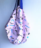 Shoulder summer origami sac, fabric origami sac tote bag, ooak cute bag | Pink signs - Jiakuma