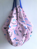 Shoulder summer origami sac, fabric origami sac tote bag, ooak cute bag | Pink signs - Jiakuma