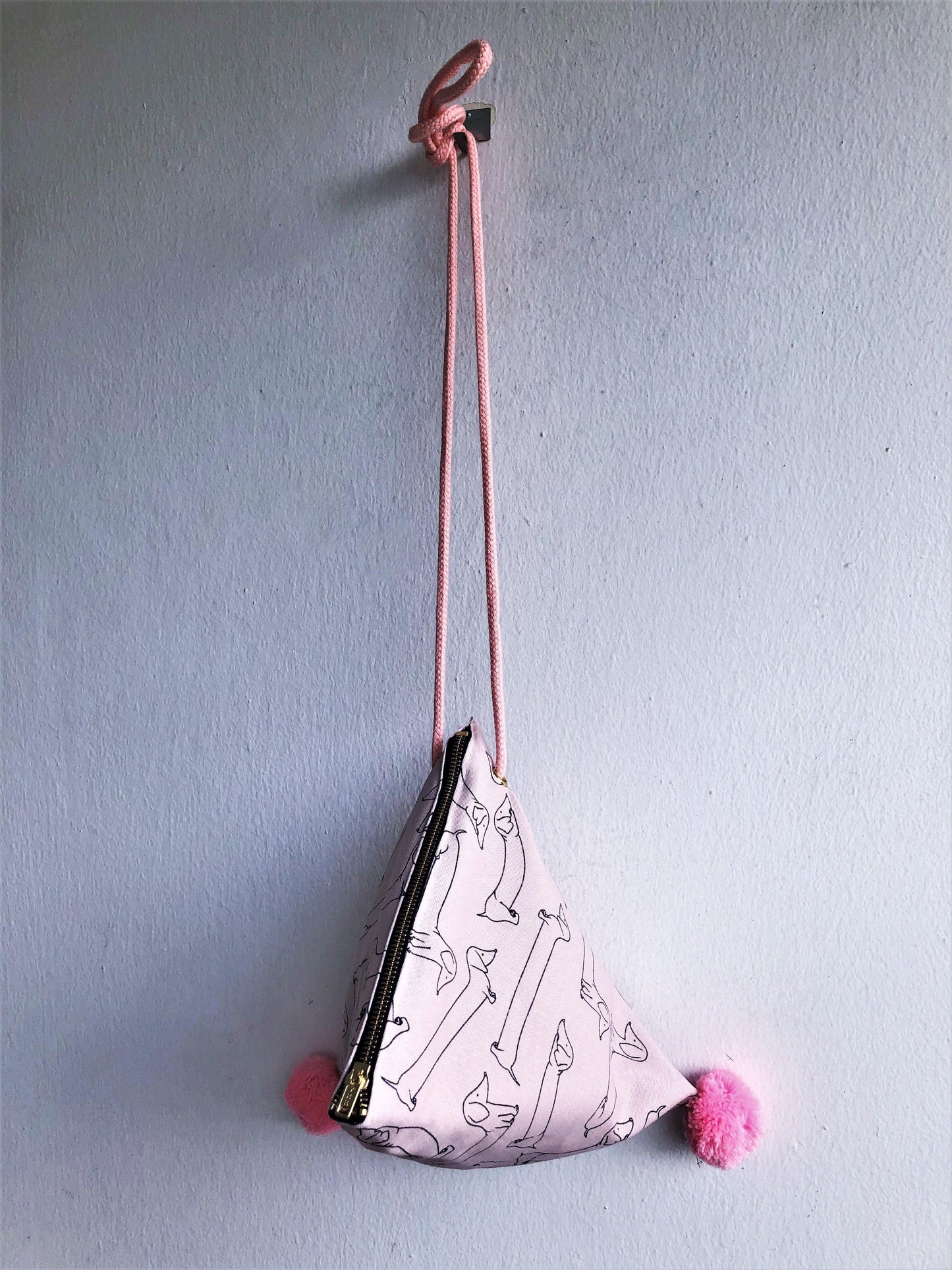 Dumpling bag, shoulder handmade origami triangle bag | Pink dog - jiakuma.myshopify.com