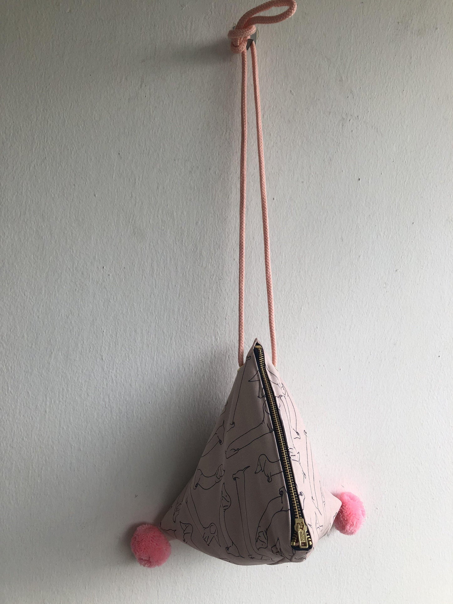 Dumpling bag, shoulder handmade origami triangle bag | Pink dog - jiakuma.myshopify.com