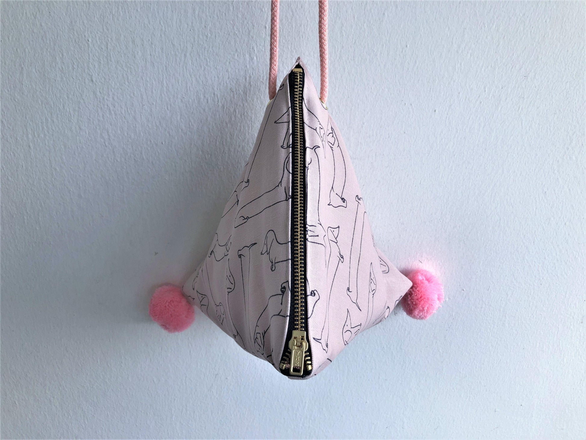 Dumpling bag, shoulder handmade origami triangle bag | Pink dog - jiakuma.myshopify.com