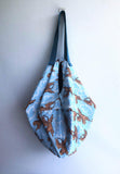 Shoulder sac origami bag, cool tiger print bag, ooak handmade reversible eco bag | Flying tiger - Jiakuma