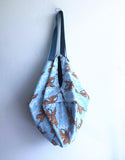 Shoulder sac origami bag, cool tiger print bag, ooak handmade reversible eco bag | Flying tiger - Jiakuma