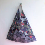 Japanese fabric bento bag, origami tote bag, handmade eco friendly triangle bag | Silver Crane - Jiakuma