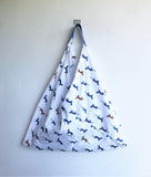 Origami bento bag, triangle tote bag, handmade eco friendly shopping bag | Leopards - Jiakuma