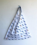 Origami bento bag, triangle tote bag, handmade eco friendly shopping bag | Leopards - Jiakuma