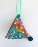 Shoulder evening batik triangle origami bag | Green Batik - jiakuma.myshopify.com
