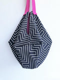 Shoulder origami fabric Japanese inspired large tote bag | Black & white lines Labyrinth - jiakuma.myshopify.com