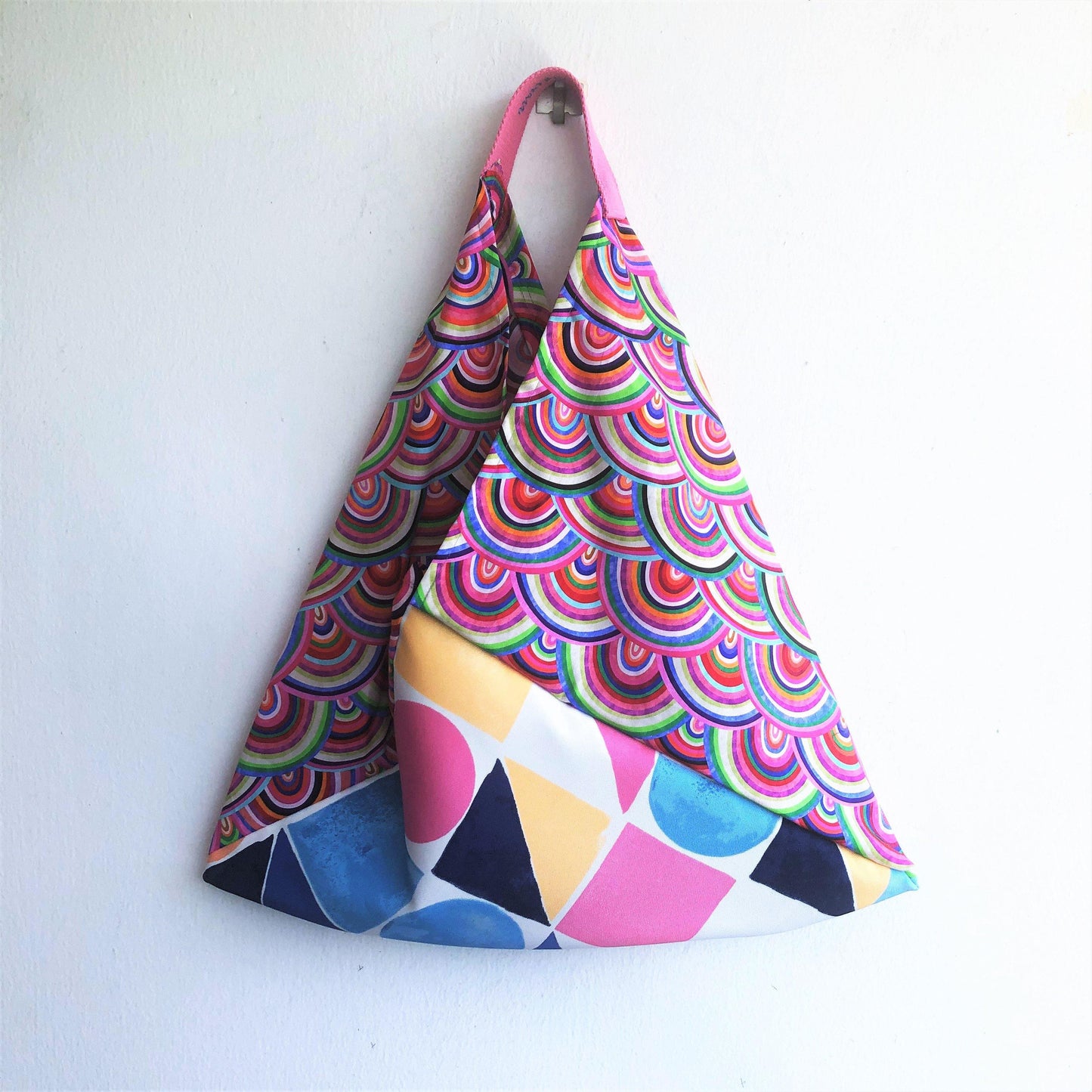 Colorful summer bento bag, origami ooak handmade eco bag, triangle totebag | Colores - Jiakuma