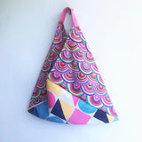 Colorful summer bento bag, origami ooak handmade eco bag, triangle totebag | Colores - Jiakuma