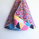 Colorful summer bento bag, origami ooak handmade eco bag, triangle totebag | Colores - Jiakuma