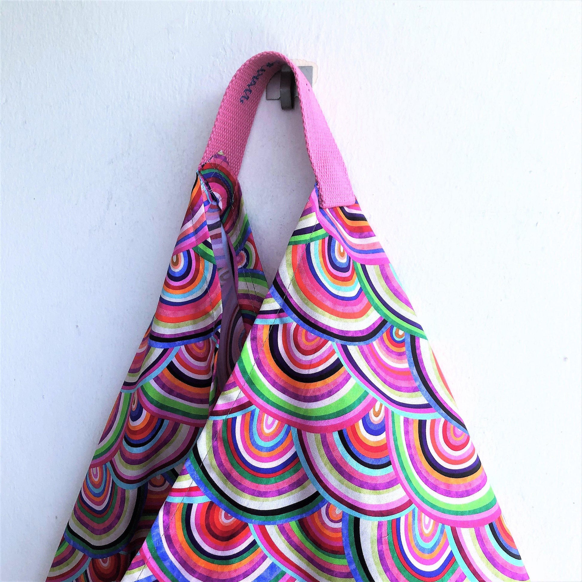 Colorful summer bento bag, origami ooak handmade eco bag, triangle totebag | Colores - Jiakuma