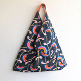 Origami bento bag, shoulder triangle tote bag, cool vintage print fabric bag | Call me, again - Jiakuma