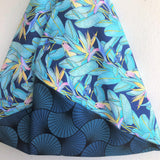 Origami bento bag, shoulder tropical parrot blue fabric bag, eco shopping tote | Tropical blue - Jiakuma