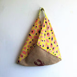 Eco friendly shoulder bag, origai bento bag, jute fabric handmade summer bag | Langosta Sevillana - Jiakuma
