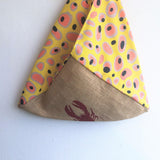 Eco friendly shoulder bag, origai bento bag, jute fabric handmade summer bag | Langosta Sevillana - Jiakuma