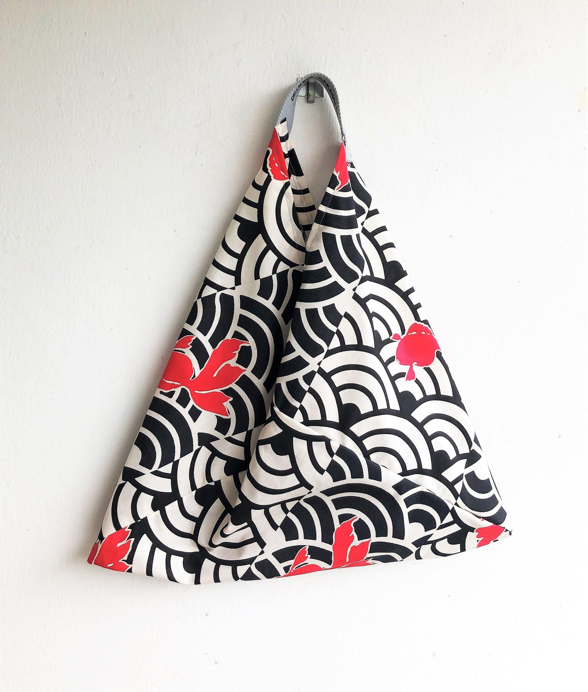 Orgami bento bag, shoulder Japanese inspired triangle bag | Japanese fish - Jiakuma