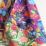 Summer origami bento bag, shoulder fabric cotton shopping bag | Flowers & Parrots - Jiakuma