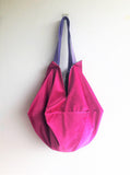 Shoulder sac origami bag, ooak eco friendly reversible tote bag | Black & White waves - Jiakuma