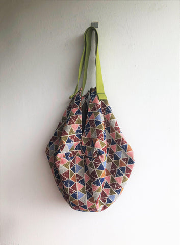 Shoulder sac bag, origami octagonal bag, reversible eco friendly bag | Autumn colors - Jiakuma