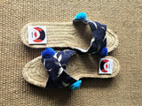 Handmade espadrilles pom pom colorful summer shoes | Japanese cranes  blue sky - jiakuma.myshopify.com