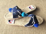 Handmade espadrilles pom pom colorful summer shoes | Japanese cranes  blue sky - jiakuma.myshopify.com