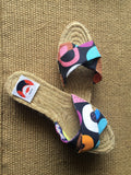Espadrilles sandals handmade jute sole colorful textiles | Planet of colours - jiakuma.myshopify.com