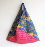 Batik fabric eco friendly reusable origami shoulder bento bag | Bright Batik - jiakuma.myshopify.com